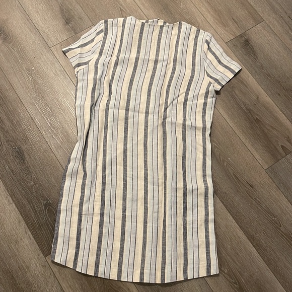 Madewell Striped Blue Linen Short Sleeve Side Button Dress Cover Up Size Small - Picture 5 of 5